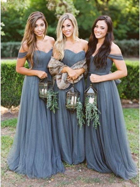 A-Line Off-the-Shoulder Long Floor Length Bridesmaid Dresses 99601483