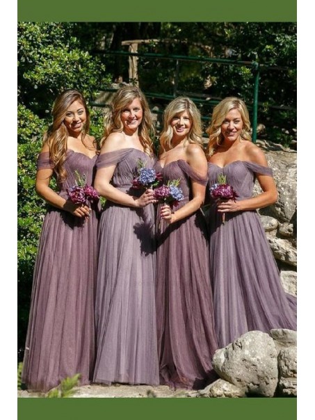 A-Line Off-the-Shoulder Long Floor Length Bridesmaid Dresses 99601484