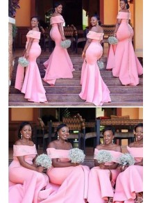 Mermaid Off-the-Shoulder Long Pink Plus Size Floor Length Bridesmaid Dresses 99601487 Mermaid Off-the-Shoulder Long Pink Plus Size Floor Length Bridesmaid Dresses 99601487