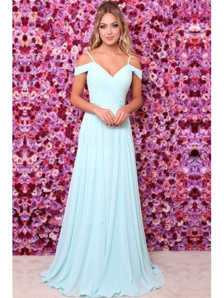 A-Line V-Neck Chiffon Floor Length Bridesmaid Dresses 99601488