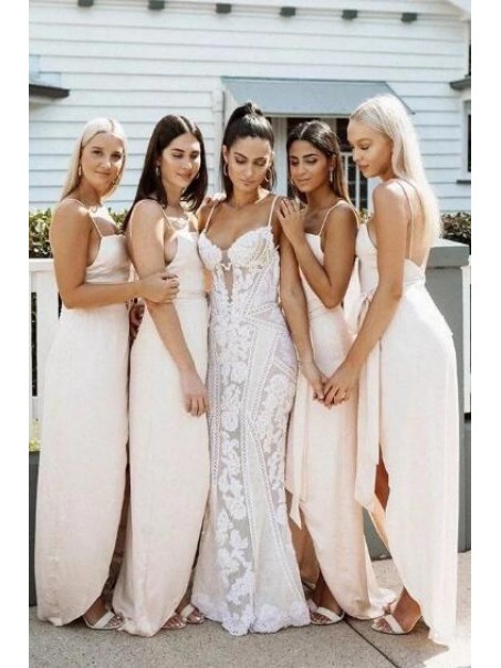 Simple Spaghetti Straps Floor Length Bridesmaid Dresses 99601494