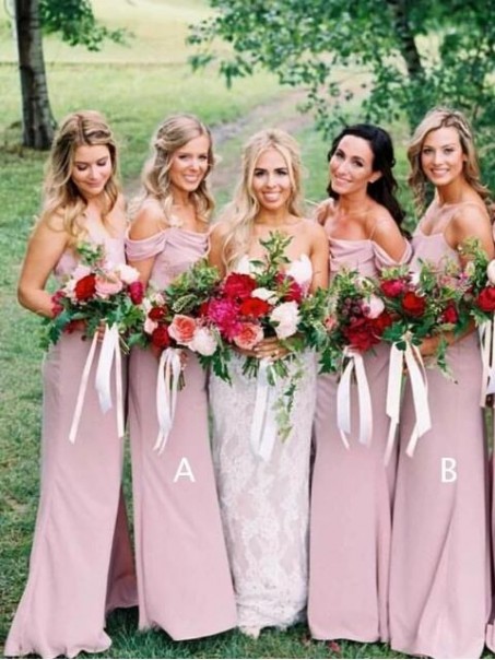 Sheath Spaghetti Straps Floor Length Bridesmaid Dresses 99601498