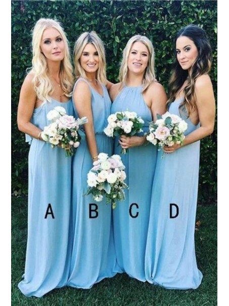Sheath Long Chiffon Floor Length Bridesmaid Dresses 99601499