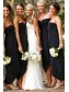 Sheath Strapless Black Floor Length Bridesmaid Dresses 99601510