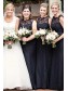 Long Black Lace Floor Length Bridesmaid Dresses 99601511