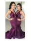 Mermaid Long Grape V-Neck Floor Length Bridesmaid Dresses 99601514