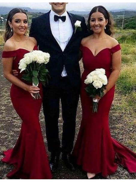 Mermaid Off-the-Shoulder Long Floor Length Bridesmaid Dresses 99601516