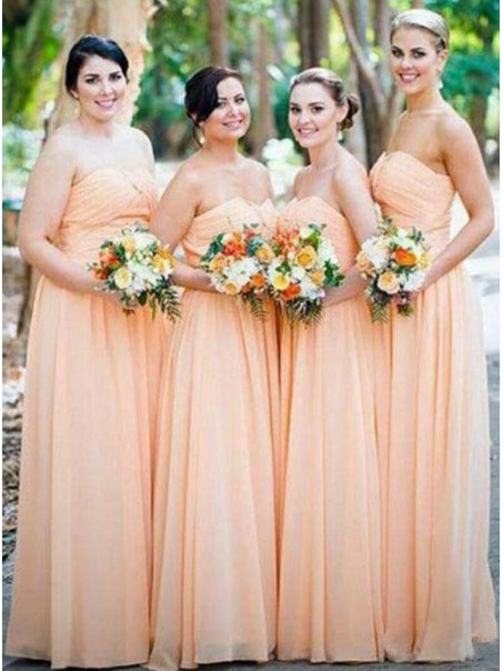 A-Line Long Chiffon Floor Length Bridesmaid Dresses 99601518