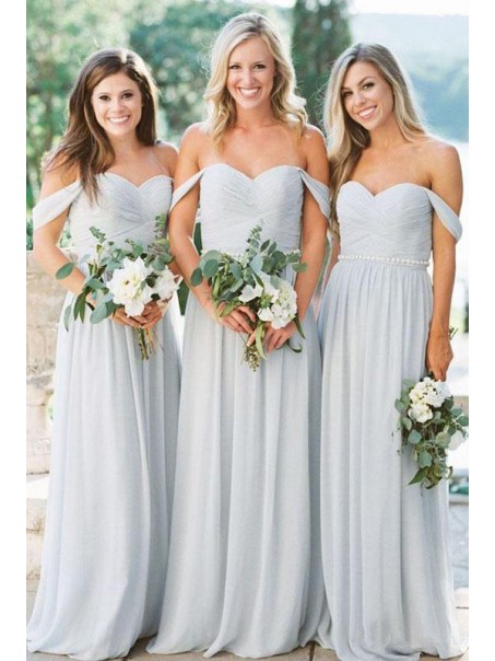 A-Line Off-the-Shoulder Chiffon Long Floor Length Bridesmaid Dresses 99601523