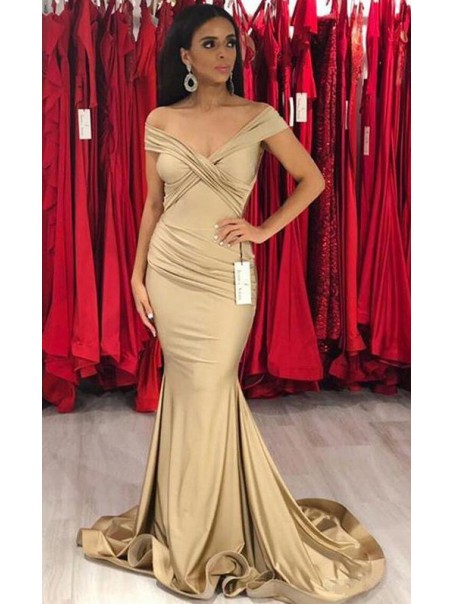 Mermaid Off-the-Shoulder Long Floor Length Bridesmaid Dresses 99601527