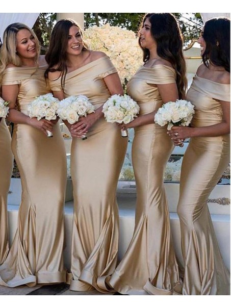 Mermaid Off-the-Shoulder Long Floor Length Bridesmaid Dresses 99601528