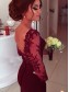 Trumpet/Mermaid Off-the-Shoulder Long Sleeves Red Lace Prom Evening Formal Dresses 99602003
