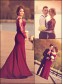Trumpet/Mermaid Off-the-Shoulder Long Sleeves Red Lace Prom Evening Formal Dresses 99602003
