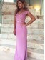 Trumpet/Mermaid Off-the-Shoulder Long Pink Lace Prom Evening Formal Dresses 99602009