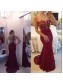 Trumpet/Mermaid Lace Long Red See Through Prom Evening Formal Dresses 99602013