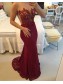 Trumpet/Mermaid Lace Long Red See Through Prom Evening Formal Dresses 99602013