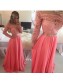 A-Line Off-the-Shoulder Long Sleeves Lace Chiffon Prom Evening Formal Dresses 99602015