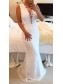 Sexy Trumpet/Mermaid Lace Long White See Through Prom Evening Formal Dresses 99602016
