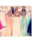 Two Pieces Beaded High Neck Long Prom Evening Formal Dresses 99602018