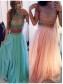 Two Pieces Beaded High Neck Long Prom Evening Formal Dresses 99602018