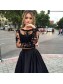 Two Pieces Long Sleeves Black Lace Prom Evening Formal Dresses 99602024