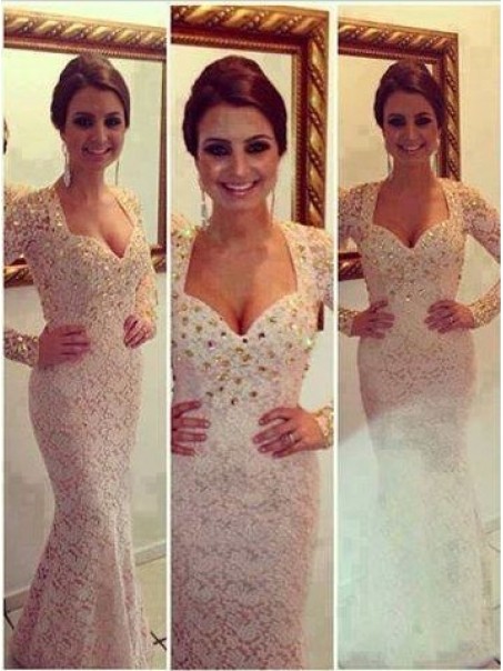 Trumpet/Mermaid Beaded Long Sleeves Prom Evening Formal Dresses 99602030