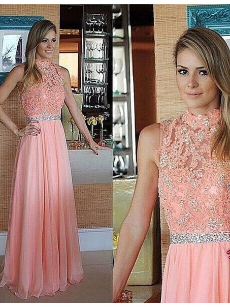 Beaded Chiffon Lace High Neck Long Prom Evening Formal Dresses 99602031 Beaded Chiffon Lace High Neck Long Prom Evening Formal Dresses 99602031