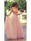 A-Line Off-the-Shoulder Half Sleeves Long Pink Lace Chiffon Prom Evening Formal Dresses 99602038