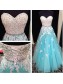 A-Line Sweetheart Lace Tulle White Blue Long Prom Evening Formal Dresses 99602040