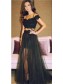Two Pieces Off-the-Shoulder Black Lace Tulle Prom Evening Formal Dresses 99602045