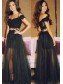 Two Pieces Off-the-Shoulder Black Lace Tulle Prom Evening Formal Dresses 99602045