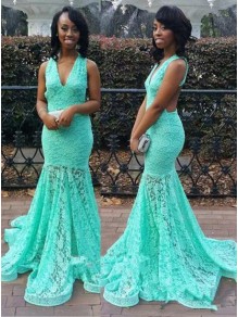 Trumpet/Mermaid V-Neck Lace Long Prom Evening Formal Dresses 99602052 Trumpet/Mermaid V-Neck Lace Long Prom Evening Formal Dresses 99602052