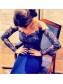 Trumpet/Mermaid Lace Long Blue Prom Evening Formal Dresses 99602059