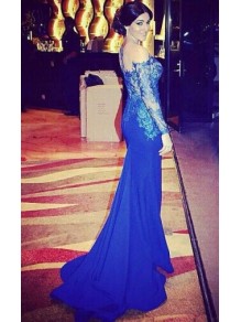 Trumpet/Mermaid Lace Long Blue Prom Evening Formal Dresses 99602059 Trumpet/Mermaid Lace Long Blue Prom Evening Formal Dresses 99602059