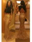 Trumpet/Mermaid Two Pieces Lace Long Black Gold Prom Evening Formal Dresses 99602060