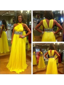 Long Yellow Beaded Chiffon Prom Evening Formal Dresses 99602063 Long Yellow Beaded Chiffon Prom Evening Formal Dresses 99602063