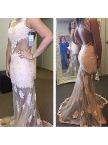 Sexy See Through Lace Appliques Long Prom Evening Formal Dresses 99602064 Sexy See Through Lace Appliques Long Prom Evening Formal Dresses 99602064
