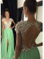 Mint Green Chiffon Beaded Sequins Keyhole Back Long Prom Evening Formal Dresses 99602073