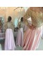 Long Sleeves Off-the-Shoulder Gold Beaded Lace Pink Prom Evening Formal Dresses 99602075