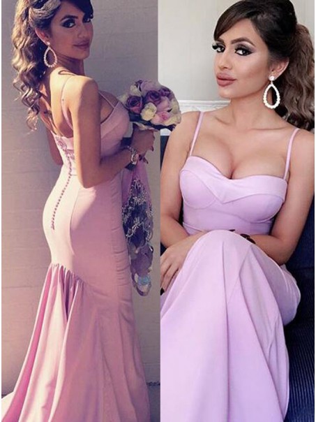 Trumpet/Mermaid Spaghetti Straps Long Prom Evening Formal Bridesmaid Dresses 99602083