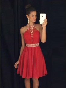 A-Line Short Beaded Chiffon Red Prom Evening Cocktail Homecoming Dresses 99602086 A-Line Short Beaded Chiffon Red Prom Evening Cocktail Homecoming Dresses 99602086