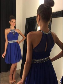 A-Line Short Beaded Chiffon Blue Prom Evening Cocktail Homecoming Dresses 99602087 A-Line Short Beaded Chiffon Blue Prom Evening Cocktail Homecoming Dresses 99602087
