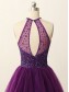 A-Line Short Sequins Purple Prom Evening Bridesmaid Cocktail Homecoming Dresses 99602088