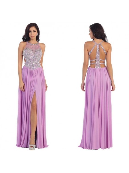 Beaded Lilac Chiffon Long Prom Evening Formal Dresses 99602093