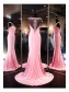Beaded Long Pink See Through Prom Evening Formal Dresses 99602094