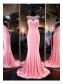 Beaded Long Pink See Through Prom Evening Formal Dresses 99602094