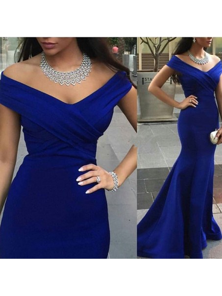Trumpet/Mermaid Off-the-Shoulder Long Royal Blue Prom Evening Formal Dresses 99602095 Trumpet/Mermaid Off-the-Shoulder Long Royal Blue Prom Evening Formal Dresses 99602095