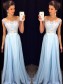 Long Blue Lace Chiffon See Through Prom Evening Formal Dresses 99602097