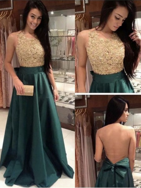 A-Line Lace See Through Back Long Prom Evening Formal Dresses 99602099
