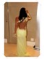 One Sleeve Long Yellow Lace Appliques See Through Prom Evening Formal Dresses 99602100